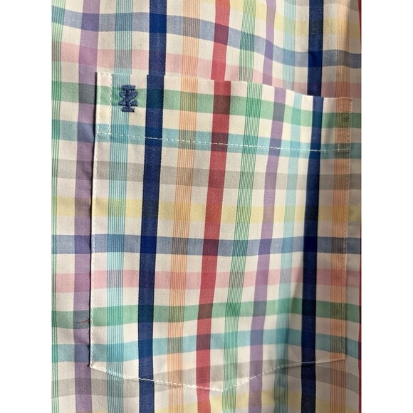 IZOD Men’s L Rainbow Plaid Shirt Button-Up Long Sleeve Multicolor NWT - Picture 7 of 12